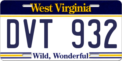 WV license plate DVT932