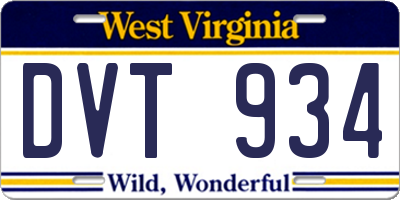 WV license plate DVT934
