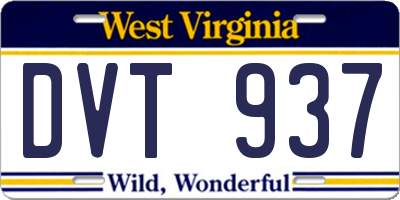 WV license plate DVT937