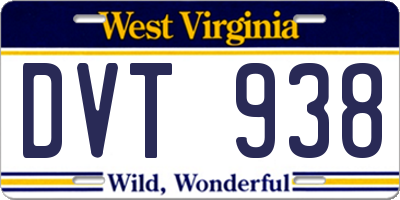 WV license plate DVT938