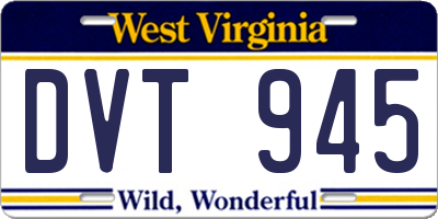 WV license plate DVT945