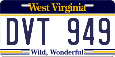 WV license plate DVT949