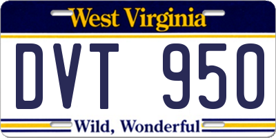 WV license plate DVT950