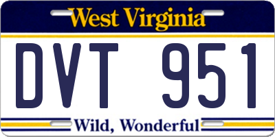 WV license plate DVT951