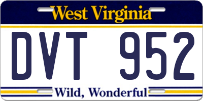 WV license plate DVT952