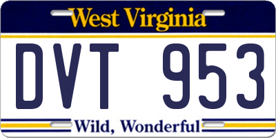 WV license plate DVT953