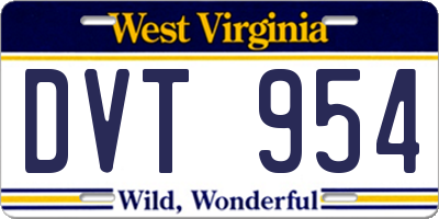 WV license plate DVT954