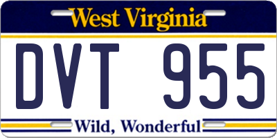 WV license plate DVT955