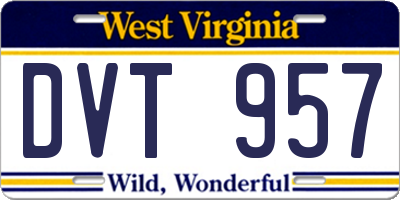 WV license plate DVT957