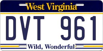 WV license plate DVT961