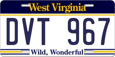 WV license plate DVT967