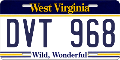 WV license plate DVT968