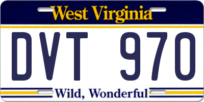 WV license plate DVT970