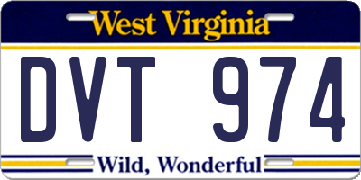 WV license plate DVT974