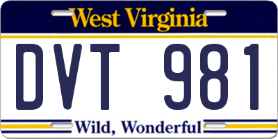 WV license plate DVT981