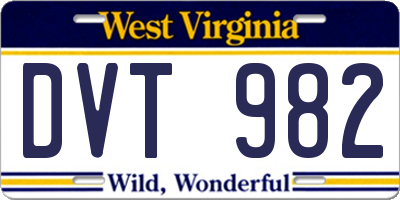 WV license plate DVT982