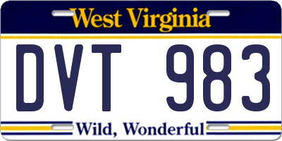 WV license plate DVT983
