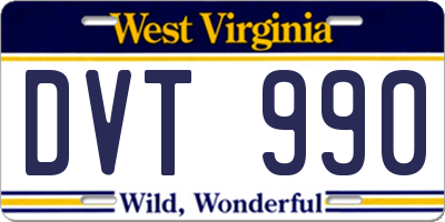 WV license plate DVT990