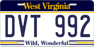 WV license plate DVT992