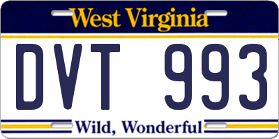 WV license plate DVT993