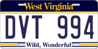 WV license plate DVT994