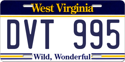 WV license plate DVT995