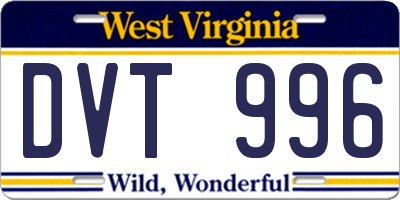 WV license plate DVT996