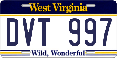 WV license plate DVT997