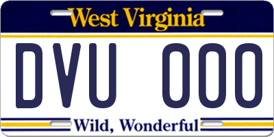 WV license plate DVU000