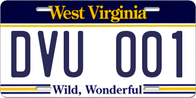 WV license plate DVU001