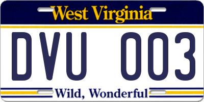 WV license plate DVU003