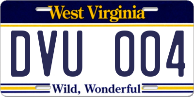 WV license plate DVU004