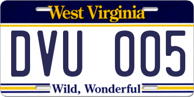 WV license plate DVU005