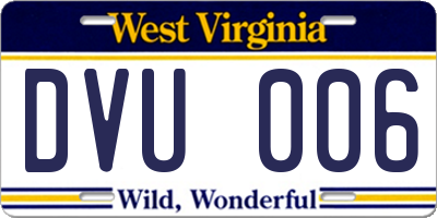 WV license plate DVU006