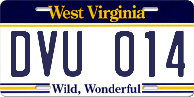 WV license plate DVU014
