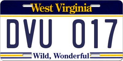 WV license plate DVU017