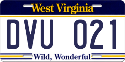 WV license plate DVU021