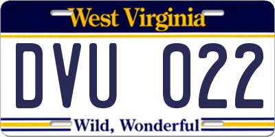 WV license plate DVU022