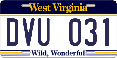 WV license plate DVU031