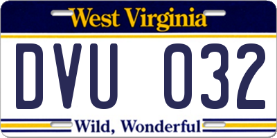 WV license plate DVU032