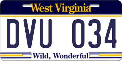 WV license plate DVU034