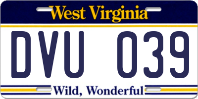 WV license plate DVU039