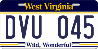 WV license plate DVU045