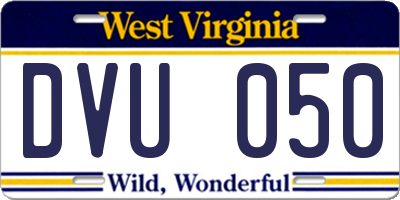 WV license plate DVU050