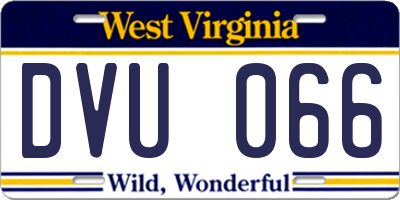 WV license plate DVU066
