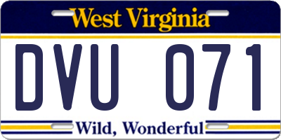 WV license plate DVU071