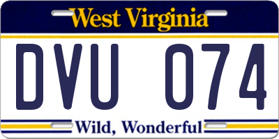 WV license plate DVU074