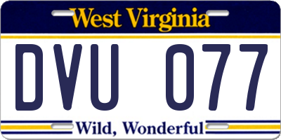 WV license plate DVU077