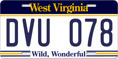 WV license plate DVU078