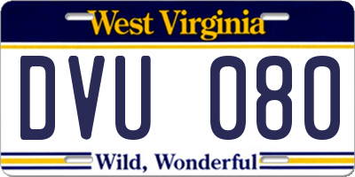WV license plate DVU080